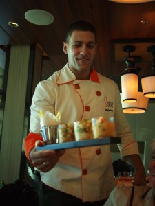 A trio of ceviches, served with a really great smile.